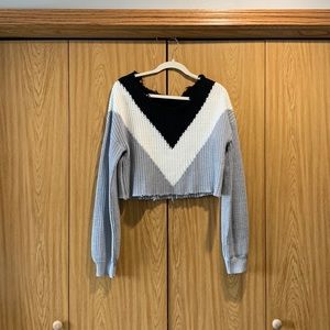 Grey black and white sweater